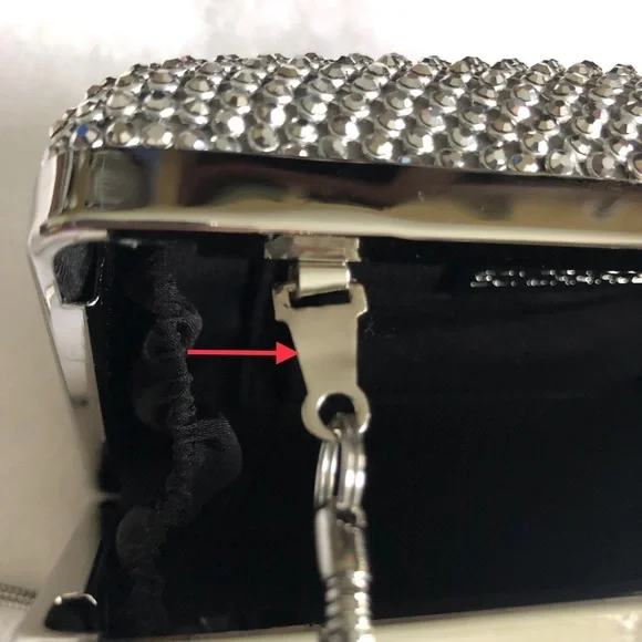 Sondra Roberts Box Silver Rhinestone/Satin Clutch, NWT